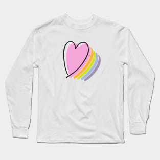 pastel rainbow heart design line art heart Long Sleeve T-Shirt